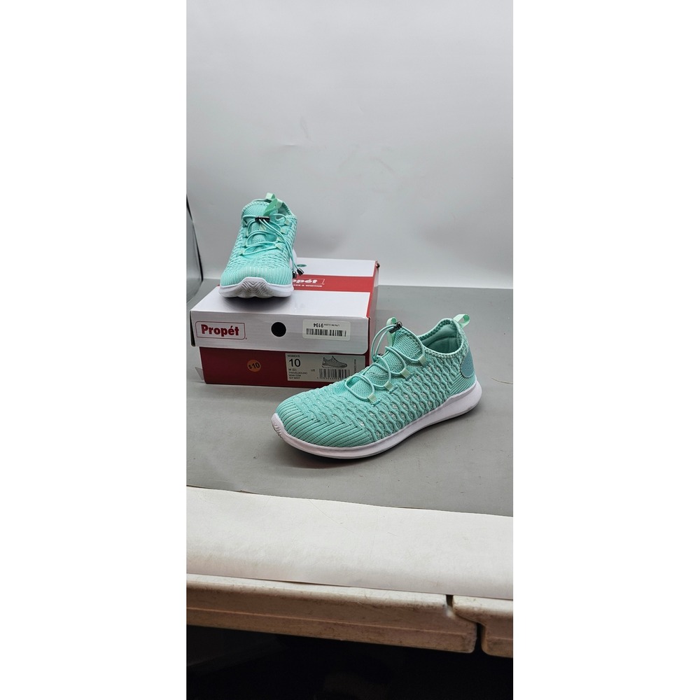 Propet TravelBound Womens 10 Icy Mint Knit Bungee Lace Walking Sneakers WAA132M